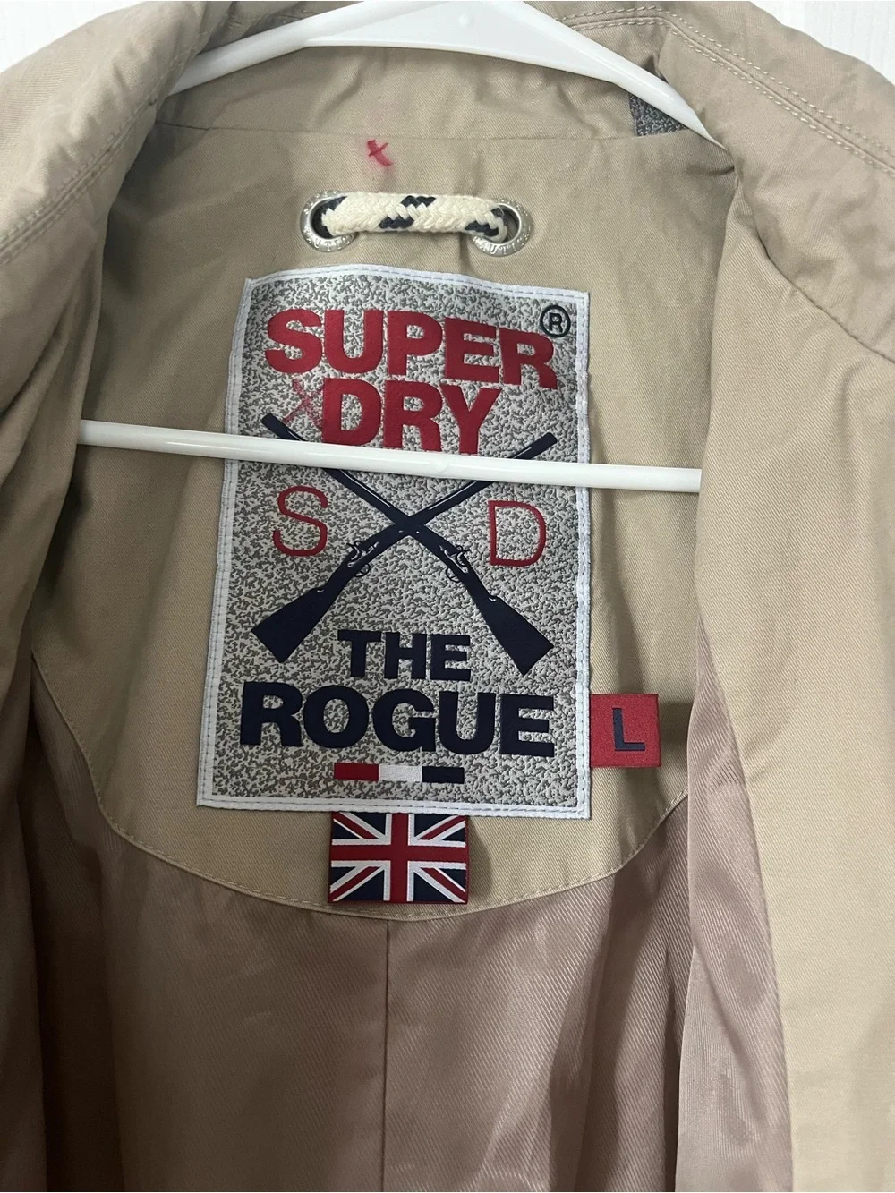 Superdry Double-Breasted Trench Coat in Beige/khaki